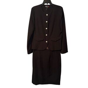 Shelby Rose New York Womens Black Blazer & Skirt Suit Set Size 10 Button Closure
